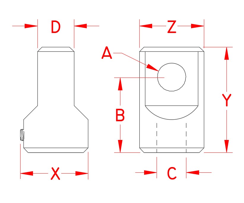 Stainless Steel Hoist Anchor Base, S0116-HB07, S0116-HB08, S0116-HB10, S0116-HB12, S0116-HB13, S0116-HB16, S0116-HB20, S0116-HB22, S0116-HB25, Line Drawing